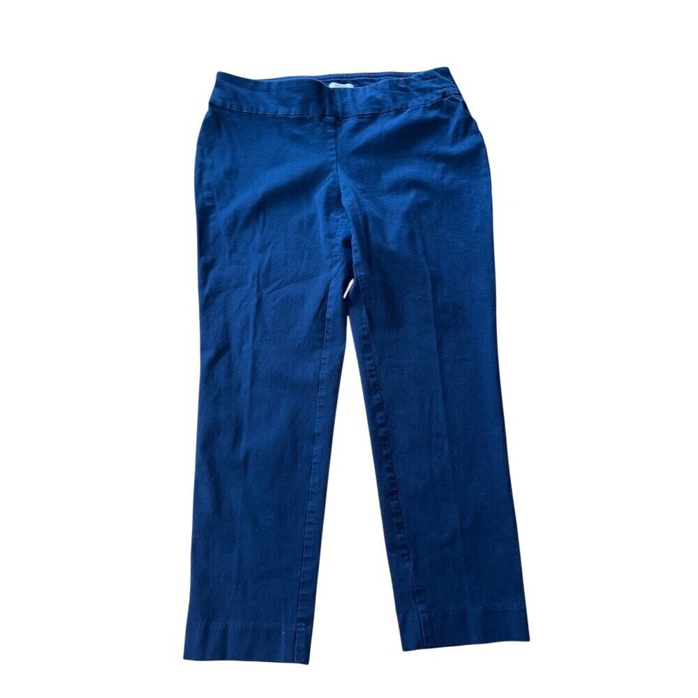 Crown & Ivy Ashley Pants Womens Size 10 Blue Straight Leg Pull On